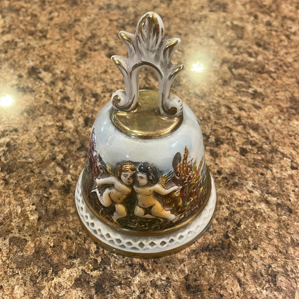 Vintage Capodimonte Angel Bell Italian Cherubs Porcelain